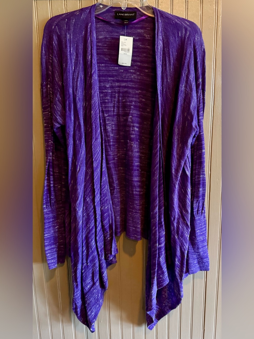 Lane Bryant Purple Lightweight Open-Front Draped Cardigan size 14/16 New